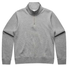 AS COLOUR Half Zip Crew Sweatshirt - Like New, Gray Melange, Small